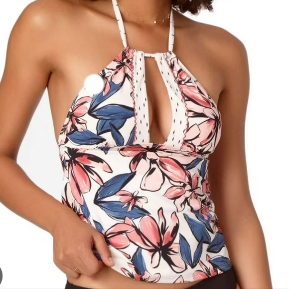 NWT Anne Cole Studio High Neck Floral Halter Tankini Top Swim Bikini Sz XL - Picture 1 of 8